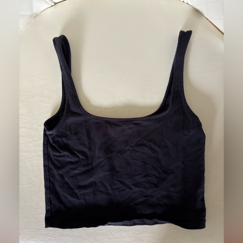 H&M Black Fitted Crop Tank Top